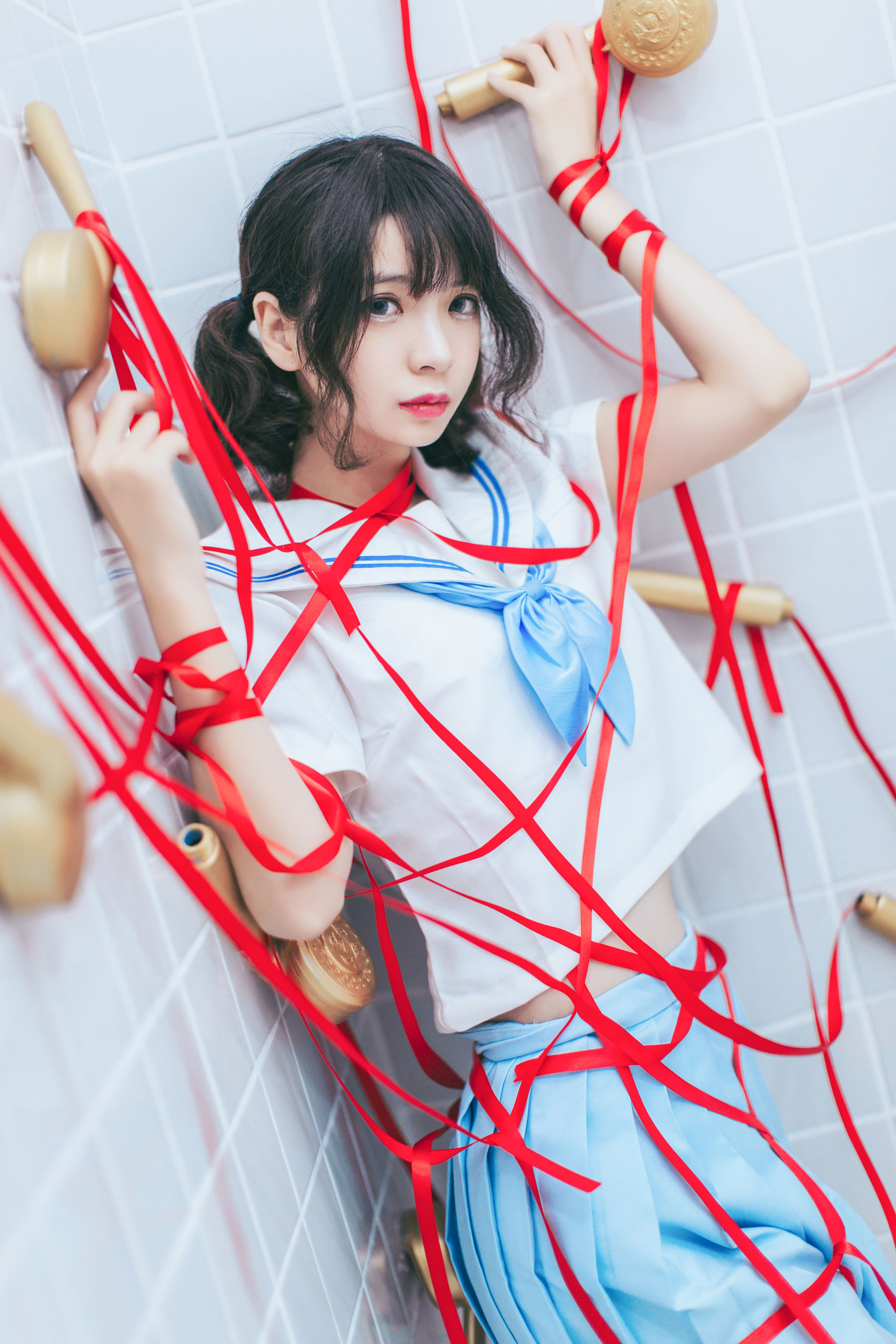 [Cosplay写真] 疯猫ss – 浴室JK [21P]-美图馆