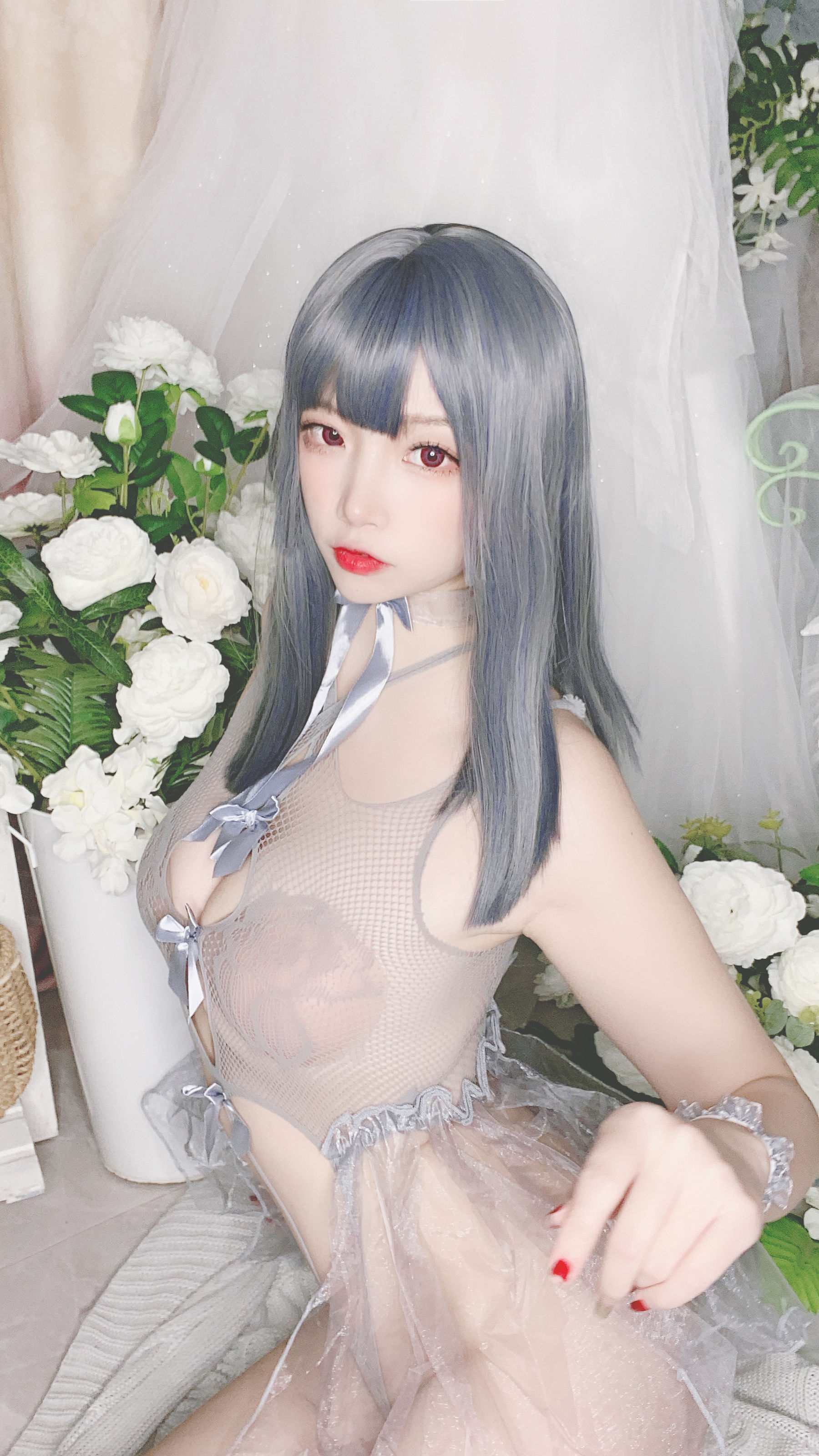 [Cosplay写真] 人气Coser二佐Nisa – 蓝色网状比基尼 [38P]-美图馆