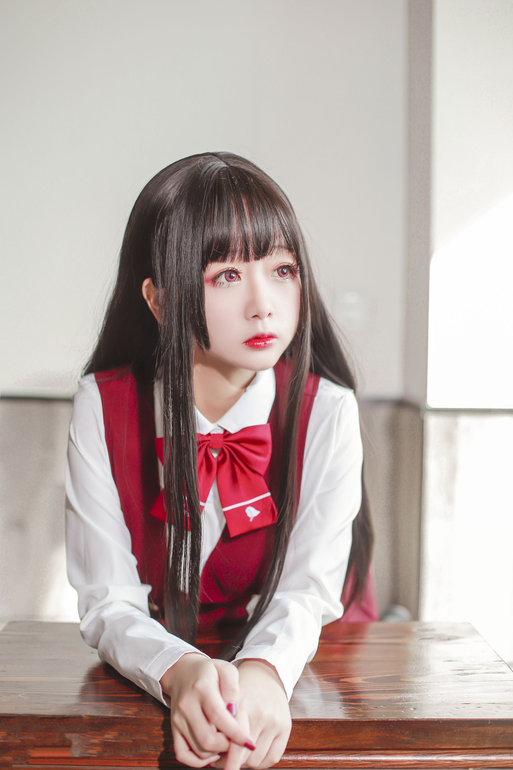 Cosplay日奈娇 – JK少女红裙 [28P]-美图馆